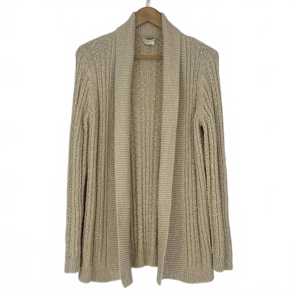 Anthropologie Beige Knit Open Front Cardigan Sweater, Small